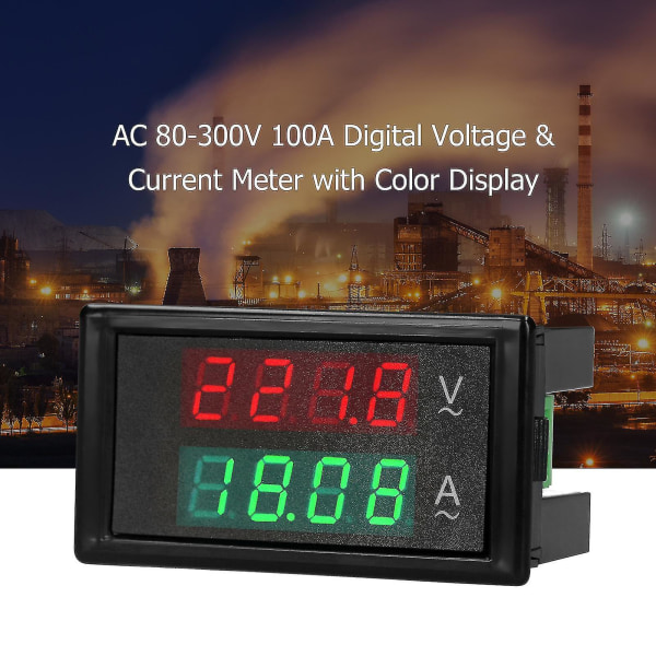 AC 80-300V 100A Digital Voltmeter Amperemeter Ampere Tester Mätare Grön Röd LED Amp Dubbel Display AC Panel Strömmätare Tester Med Strömtransformator