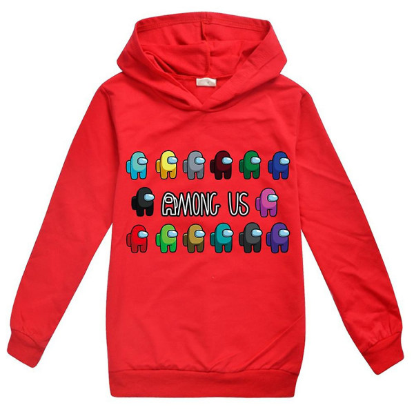 Among Us Impostor Kids Hoodie Hood Pullover Sweatshirt Toppar Red 7-8 Years