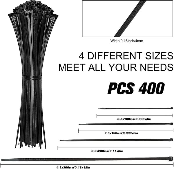 400 Kabelbinder Selvlukkende Nylon Kabelbinder Kabelbinder Plast Kabelbinder