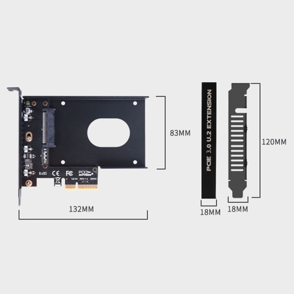 U.2 - Pcie -sovitin Pci-e 4.0 X4 - 2,5 tuuman U.2 Sff-8639 Ssd -muunninkortti