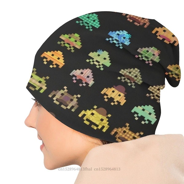 Skullies Beanies Kepsar Space Invaders Arcade Shooter Game Tunn Hatt Höst Vår Hutshattar Män Dam Unisex Ski Cap
