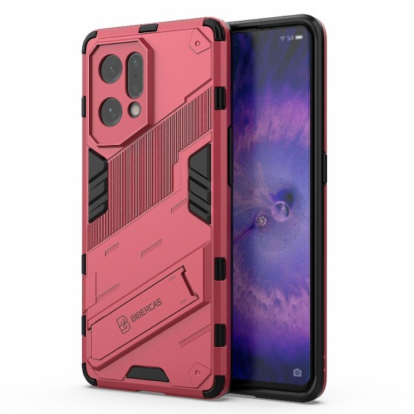 För Oppo Find X5 Välskyddad anti-scratch Hård PC + Soft Tpu Phone case Kickstand Cover - Svart Rose