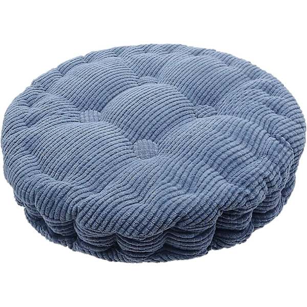 Rund Pude Stol Pude Fortykket Tatami Pude Indendørs Udendørs Pude, blå-40cm