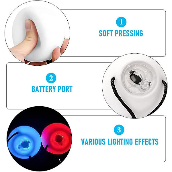 Led Poi Baller, Sett med 2 Led Poi Jongleringsballer med Regnbuefarger og Strobeeffekt, Led Glow Poi Sett for Nybegynnere og Profesjonelle