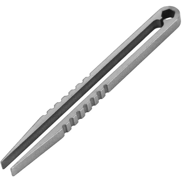 Mini Titanium Edc pinsett med Denden Precision Tips For Hagekjøkken Innendørs Utendørs Verktøysett (stålfarge)