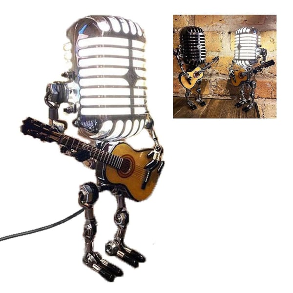 Yaju gammaldags hushållsbordsmikrofon Robot bordslampa Hemdekorationer (1 st)