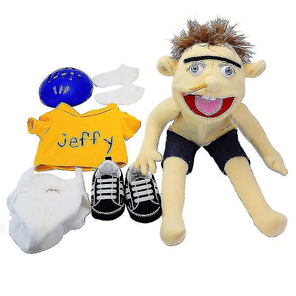 58cm Jeffy Plyschleksak Jeffy Hatt Handdocka Spel Fylld Docka Barn Presenter W