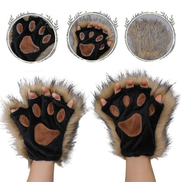 1 par Furry Paw Handsker Kattepiger Cosplay Tilbehør Kawaii Plys Wolf Paws
