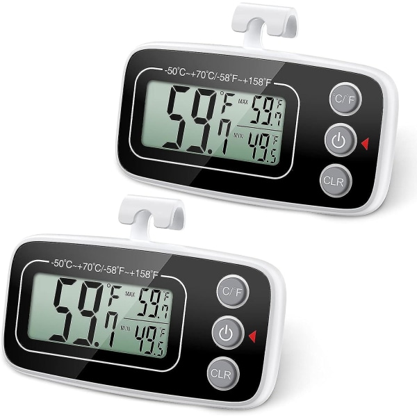 Køletermometer, digitalt mini-lcd-køleskabs-fryser-termometer, temperaturområde -50~70 med krog, max. min. optagelse, letlæselig lcd-skærm, / Co