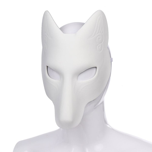 1 stk Fox Mask, Halloween White Fox Mask Animal Mask Diy Blank Mask For Halloween Costume Prop Black Red