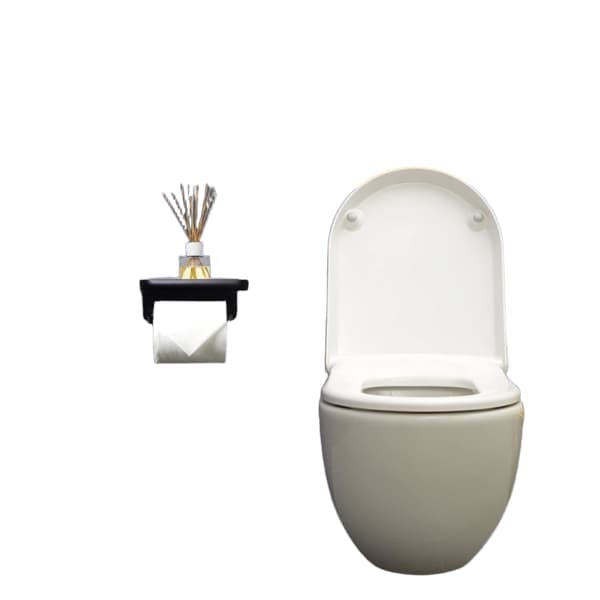 Toiletpapirholder med hylde, sort toiletpapirholder