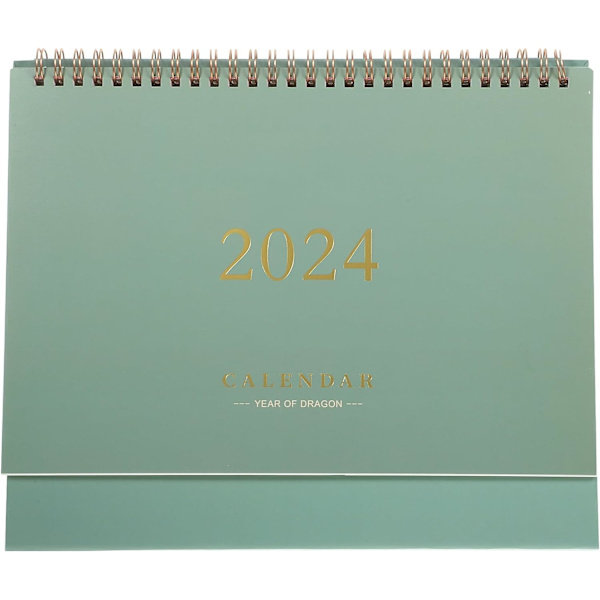 2023-2024 Bordskalender, Stående Bordskalender från Juli 2023 till December 2024, 7,5 x 6,4, Stående Bordskalender Grön