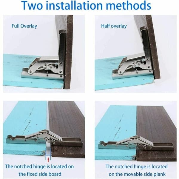 4 foldbare hængsler 90 graders foldbare hyldehængsler 180 grader hel eller halv overlappende