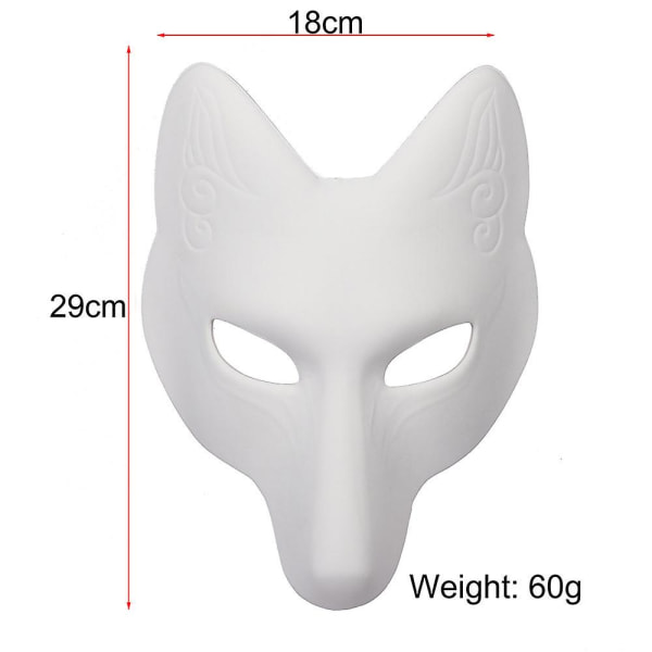 1 kpl Fox Mask, Halloween White Fox Mask Eläinnaamari Tee itse tyhjä naamio Halloween-asuun Color