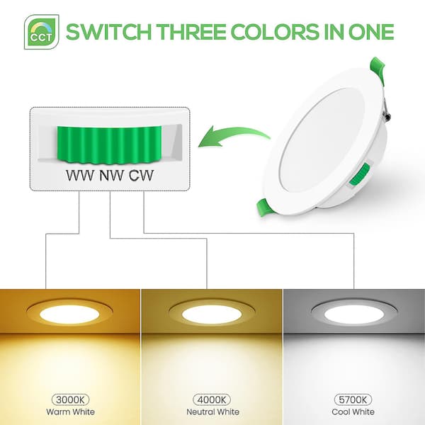 6-pack 7W Ultrasmal Dimbar LED Downlight CCT 95-100mm Utskärning Vit