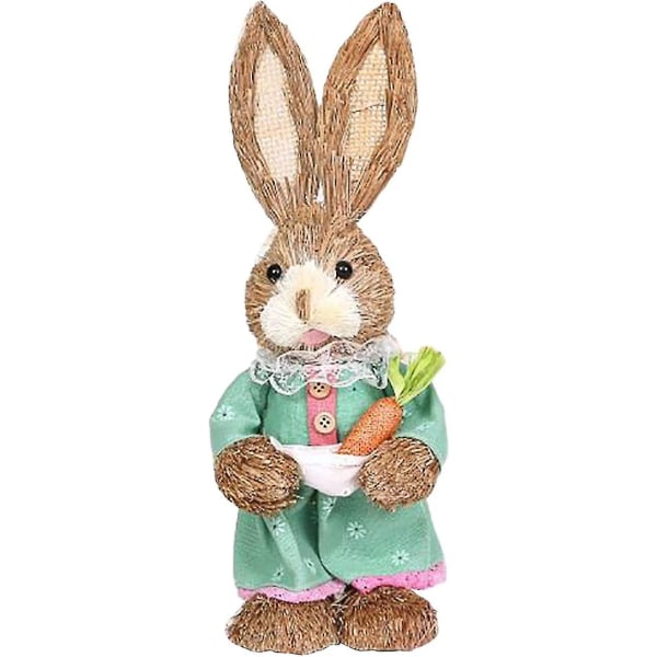 Stående påskhare - 12,5" stående kaninfigur med morotskorg - halm Easter Bunnyj-429sw Bärbar radio Fm/am(mw)/sw/ USB/micro-sd/mp3, Rad