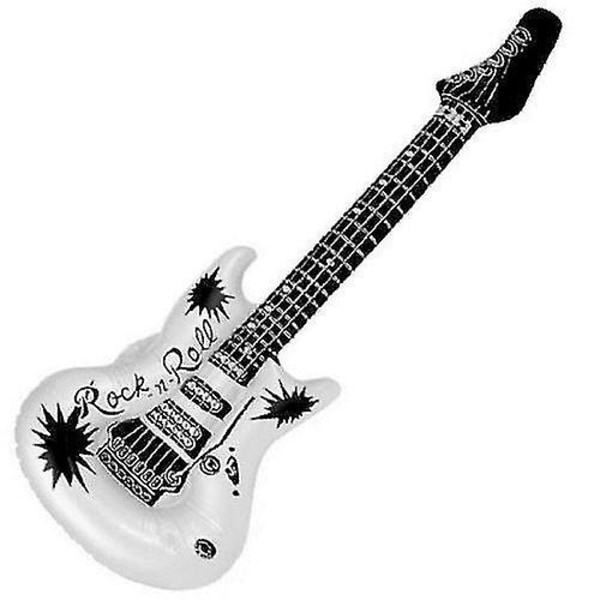 2x Vit Svart Uppblåsbar Gitarr Disco Blow Up Fancy Dress Party Prop Musical