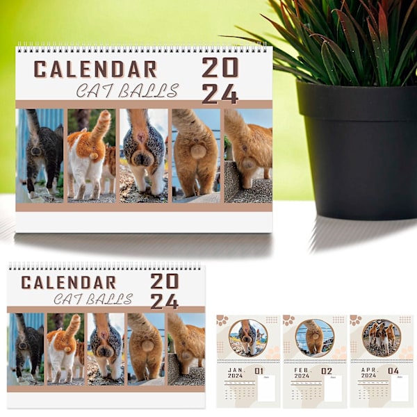 Väggkalender Kattrumpa 2024 För Kattälskare - Rolig Kattkalender White One Size