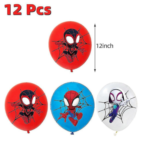 Spidey And His Amazing Friends 12-tommers lateksballonger Spiderman-bursdagsfestpynt for barn Babyshower-festutstyr As picture-D-12pcs