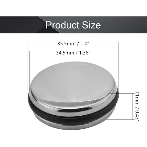 3 stk. 35,5 mm Dia Badeværelsesvask Push Button Afløbsprop Rustfrit Stål Pop Up Click Clack Prop til Badekar Vask