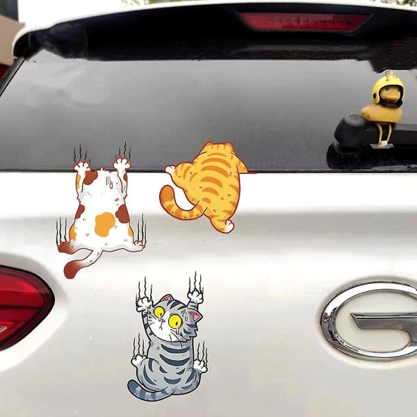 Oppgraderte bilklistremerker Autodekaler Reflekterende Cat Vinyl Bilklistremerke Tre katter Style A