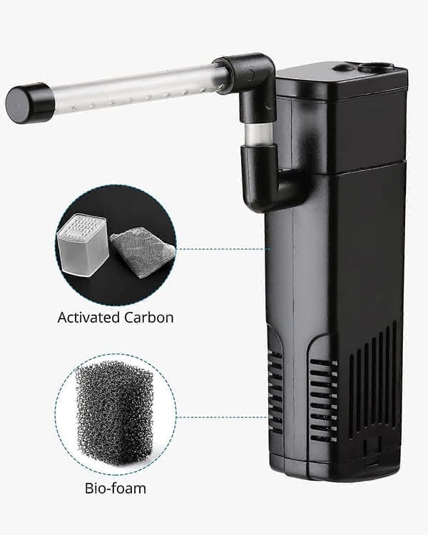 Akvarium Indvendigt Filter, Multifunktionelt Dykkertrykfilter med Svampefilter