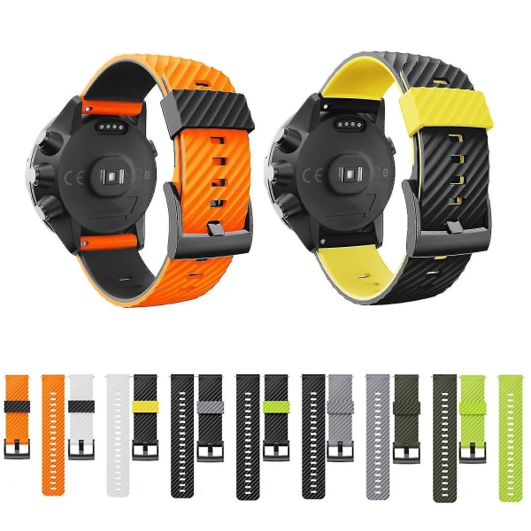 24 mm silikongummi klokkerem for Suunto- 7/ 9 / Baro klokkebånd klokkebånd klokkebånd Hr armbånd D5 klokke Orange black A