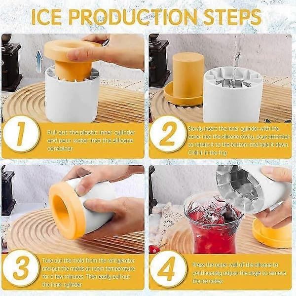 Sylindrisk silikonisbitform, mini 3D isbitmaskin Yellow