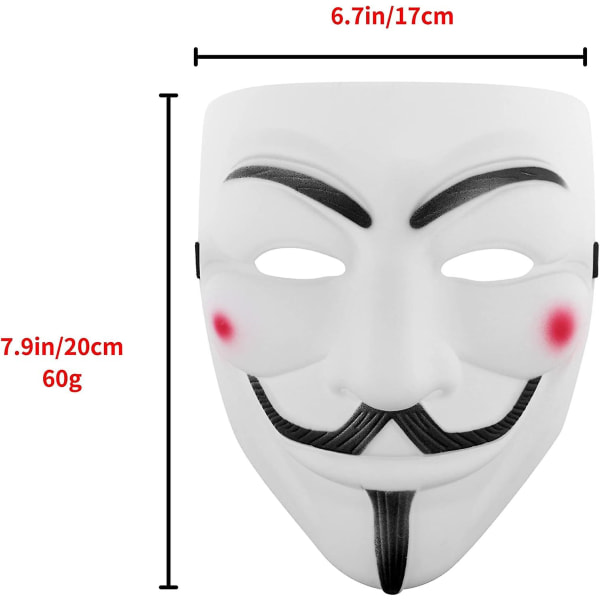 Hacker Maske V For Vendetta Maske For Barn Kvinner Menn Halloween Kostyme Cosplay Hvit 10 stk