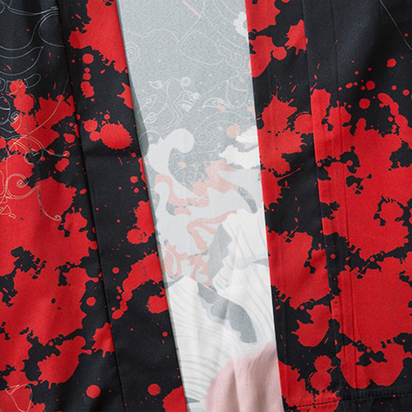 Sommer japanske fempunktsærmer Kimono Herre og Damer Kappe Jacke Top Bluse Black L