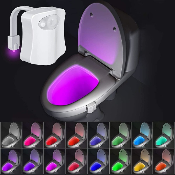 16 farger nattlys - lite toalett nattlys, automatisk bevegelsesdeteksjon på badet, egnet for alle toaletter