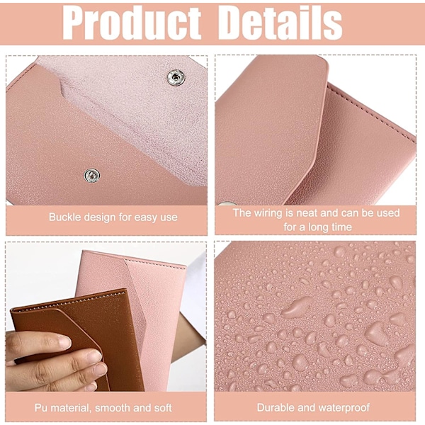 3 stykker kontantkonvolutter Lommebok Skinnkonvolutt Lommebok Vanntett Flat Lommebok Metall Snap Lommebok Gjenbrukbare konvolutter Veske For Kvinner Jenter Bryllup Fødsel