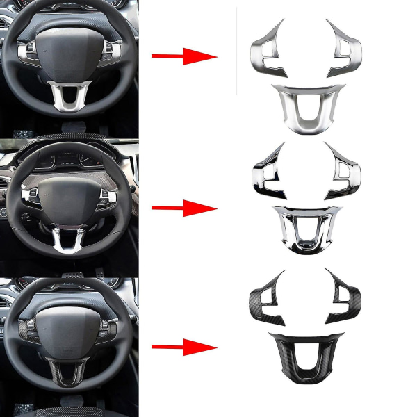 3kpl/ set Auton ohjauspyörän cover koristetarra sopii 2008 208 308 2014-2018 Bright Sil
