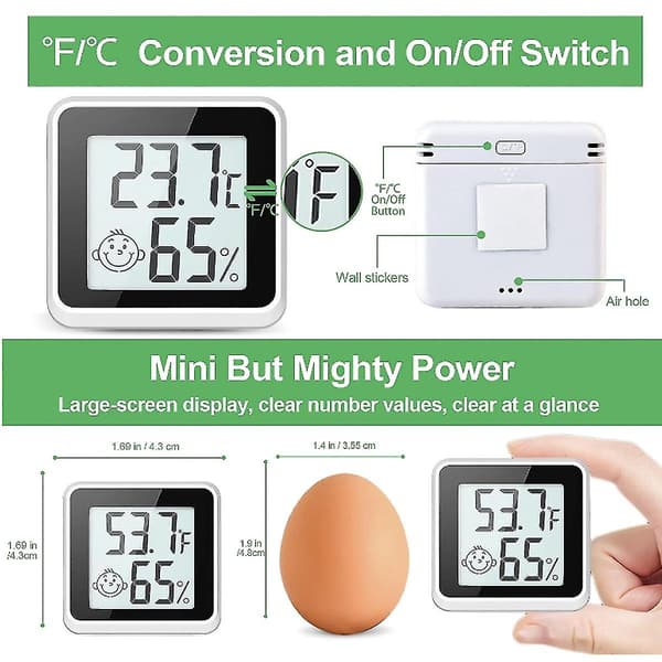 Indendørs luftfugtighedsmåler Hygrometer 4pack, Rumtermometer til rumtemperaturmonitor, Digitalt Hygrometer