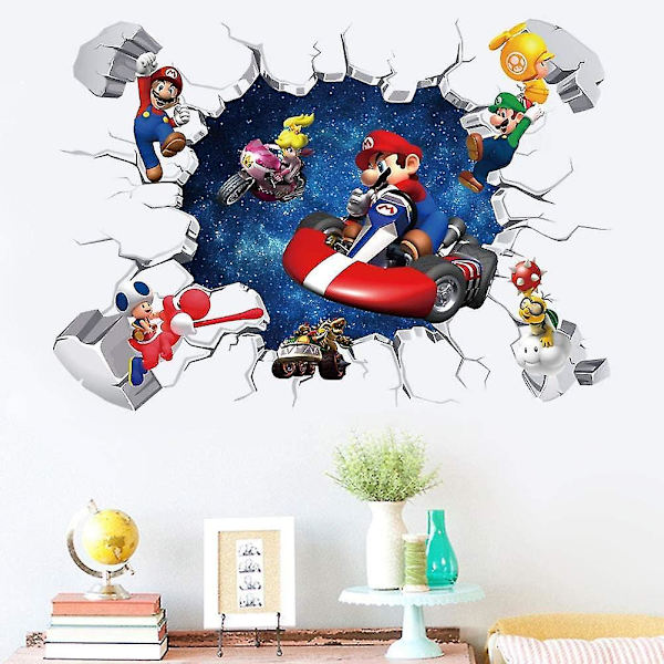 Super Mario -pelitarrat lasten sarjakuva makuuhuoneen taustaseinän koristelu (mario B2pcs)