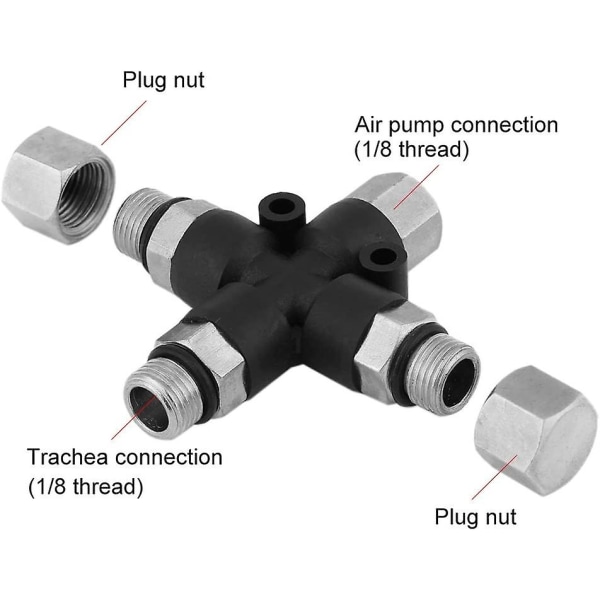 Airbrush-kompressor - 1/8" Bsp 3-veis splitter slangeadapter