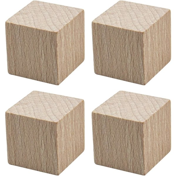 20 st träblock 1 tum naturligt trä fyrkantiga kuber med slipad yta för fotoblock, hantverk, pusselprojekt