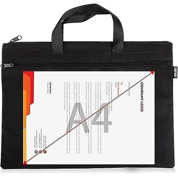 Office Document Bag, Herr Portable Portable Pärm A4 Fil Dragkedja Svart 1 Styck