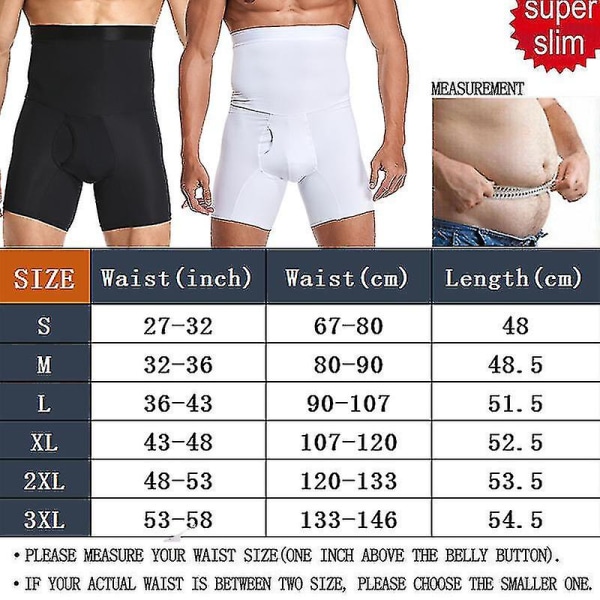 Bukshorts for menn Body Shaper Kompresjon Høy midje Trainer Mage Mage Slank Body Shaper Boxerundertøy whtie M