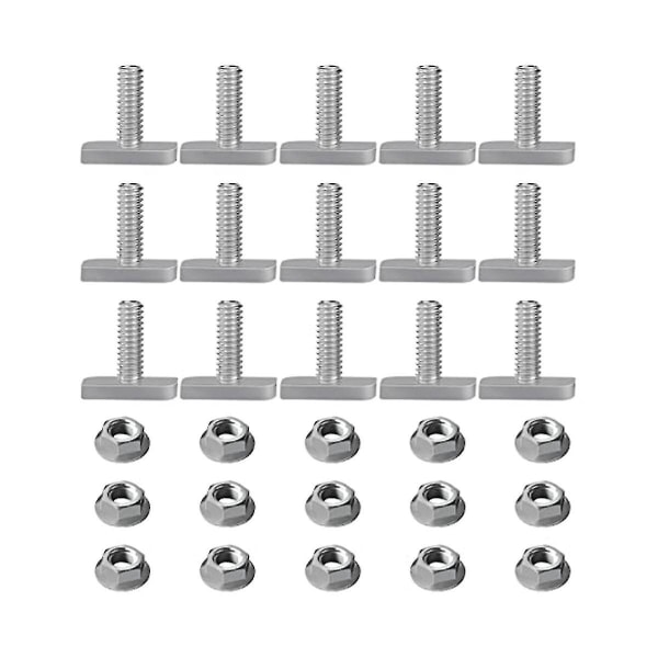 15 kpl T-urapultin vaihto, m8 x 20 ruuvit, A2-70 kiskokiskon ruuvit telamutterit 15 läppämutterilla