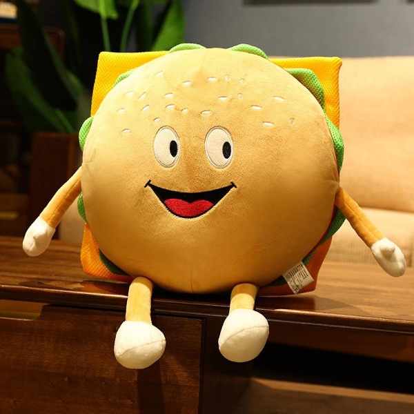 Pude Gigant Hamburger Puder Bløde Burger Plys Puder Bløde Fyldte Hamburger Plys Legetøj Stor Plys Hamburger Plushie 12\"