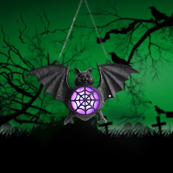 Flaggermus LED-lys Realistisk Herlig Dekorativ Lett Halloween Spøkelseshus Glødende Flaggermus Hengende Lykt For Fest Jikaix Black