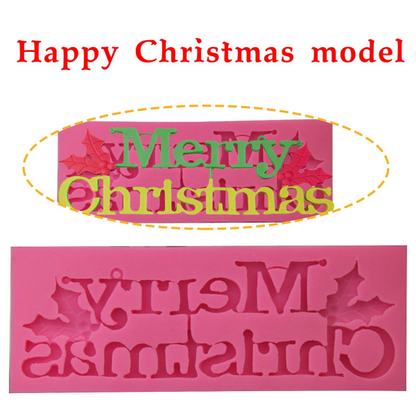 Jul 2023 gaveideer til salg og udsalg Glædelig jul engelsk alfabet silikonefondant store smykker