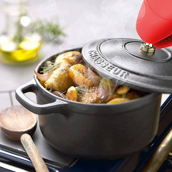 Silikonmattor för matlagning, ugnsvantar, fingerskydd, grytunderlägg för kök, matlagning, bakning, grill - Värmebeständiga handskar (röda)