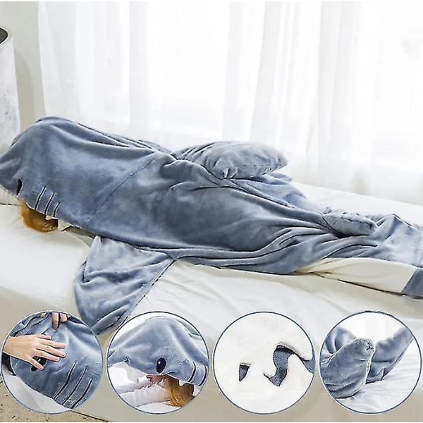 Shark Blanket,koselig Shark Blanket Hettegenser Hette Shark Sleeping Bag Cartoon Shark Sleeping Bag Pyjamas Shark Blanket 210cm