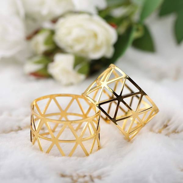 Hålformade Servettringar, Gyllene Servettringar Set, Delikat Servettringar i Bulk för Bröllop, Födelsedagsfest, Bankett Dekoration Gold 6pcs