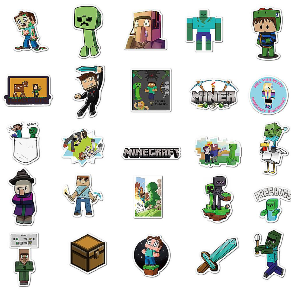 100 stk Minecraft Adventure Game Stickers Pack, Farverige Vandtætte Stickers Til Vandflasker, Skateboards, Laptop Til Teenagere Børn Voksne