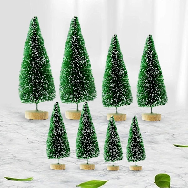 8 st Skrivbordsminiatyrer Tall Mini Konstgjord Julgran för Julfest Light Green