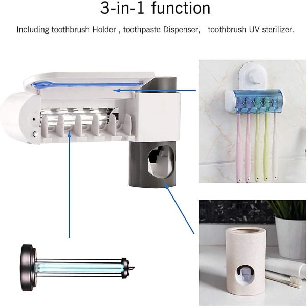 Zahnbrstenhalter, Uv-zahnbrste Sterilisation Trocknungshalter Automatischer Zahnpastaspender USB Power Fr 5 Zahnbrste