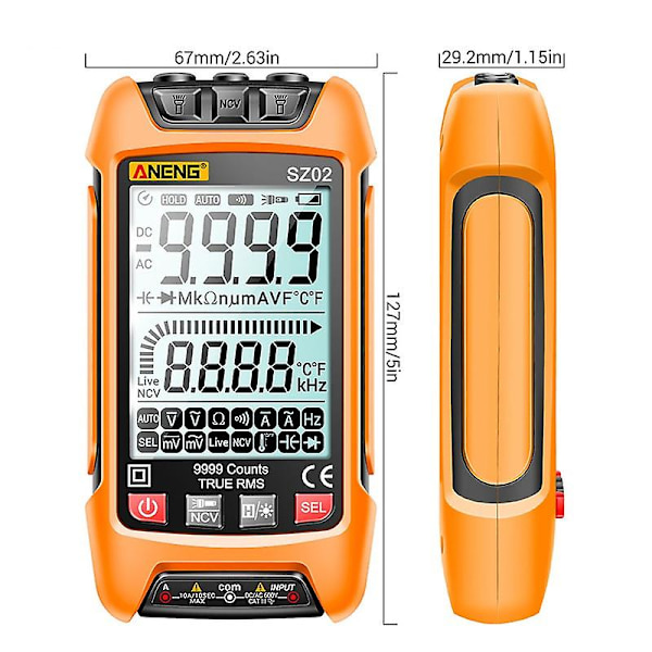 Digital Smart Multimeter Testere 9999 Tællinger Digital Multimeter AC DC Spænding Smart Meter (uden Batteri)